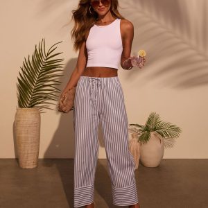Jailen Striped Waist Tie Pants