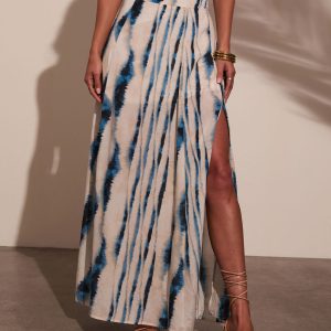 Haidee Watercolor Striped Maxi Skirt