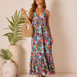 Leniah Tropical Floral Maxi Dress