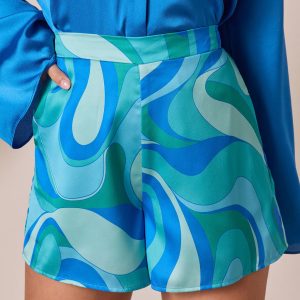Terrace Time Abstract Print Shorts