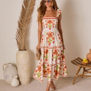 Tropical Reverie Tiered Floral Maxi Dress
