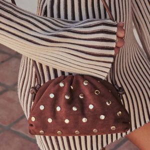 Crisetta Suede Studded Crossbody Bag