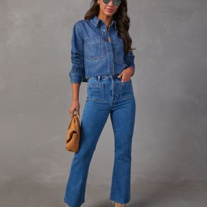 Casual Times Super Stretch Cropped Flare Jeans
