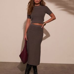 On The Town Knit Midi Skirt