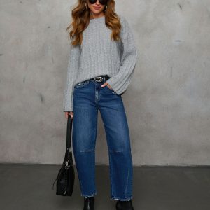 Evangelina Stretch Distressed Barrel Jeans