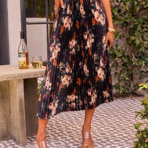 Dearest Bloom Plisse Midi Skirt