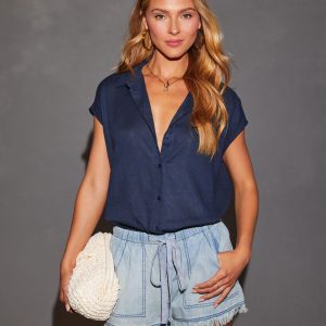 Darby Short Sleeve Linen Blend Button Down