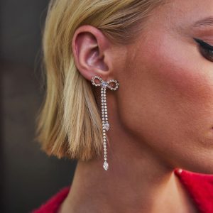 Final Touch Rhinestone Bow Earrings