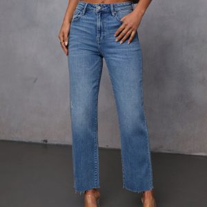 Mikal Super Stretch Frayed Cropped Jeans