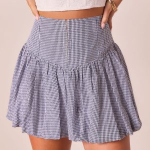 Shellie Gingham Bubble Hem Mini Skirt
