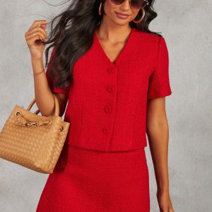 CC Me Tweed Button Down Top