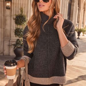 By The Way Contrast Turtleneck Sweater