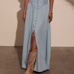 Briena Chambray Maxi Skirt