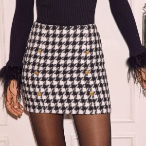 Taylin Houndstooth Mini Skirt