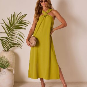 Tropic Whisper Halter Maxi Dress