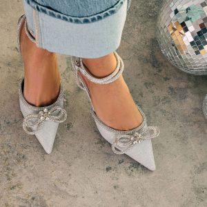 Polished Spark Embellished Bow Heels