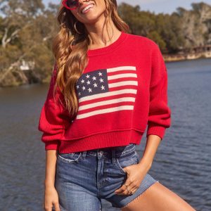 Elouise American Flag Crewneck Sweater