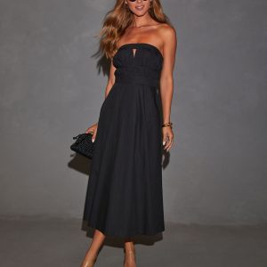 Ryann Strapless Front Cutout Midi Dress