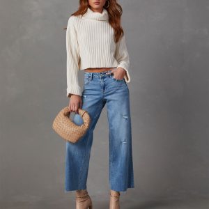 Caleb Super Stretch High Rise Wide Leg Jeans