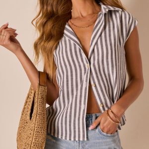 Freefolk Striped Cap Sleeve Top