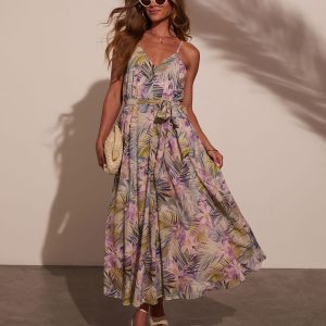 Piah Palm Print Maxi Dress