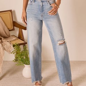 Lohan Super Stretch High Rise Distressed Relaxed Denim