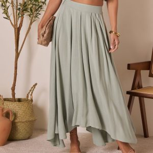 Fresh Breeze Asymmetrical Hem Maxi Skirt