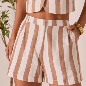 Slow Days Striped Linen Shorts