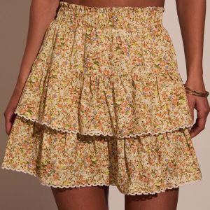 Rosalia Tiered Floral Mini Skirt