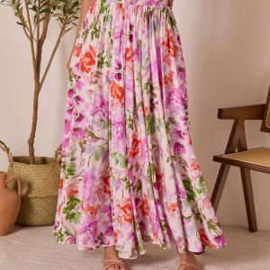 Moonpetal Floral Pleated Maxi Skirt