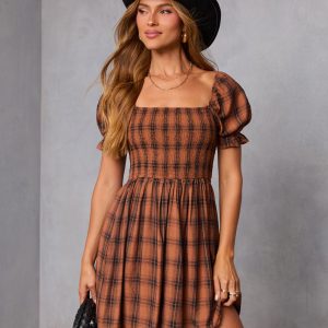 Heritage Plaid Smocked Mini Dress
