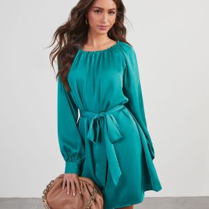 Decklan Satin Tie Waist Mini Dress