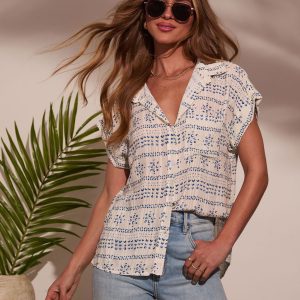 Mistie Abstract Button Down Top