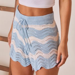 Barefoot Bloom Striped Open Knit Shorts