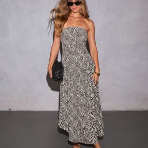 Selinah Animal Print Strapless Maxi Dress