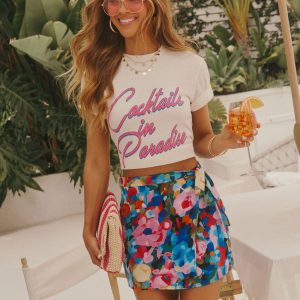 Cocktails In Paradise Short Sleeve Graphic Tee