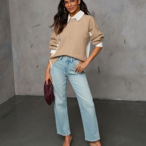 Keeping It Preppy Collared Twofer Layered Sweater