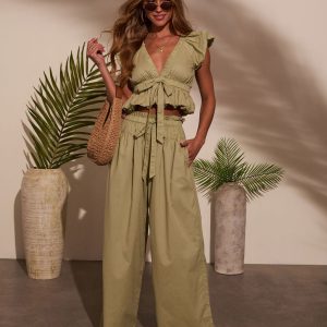 Fern Waist Tie Wide Leg Pants
