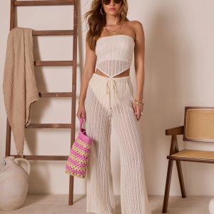 Gelato Please Open Knit Strapless Top