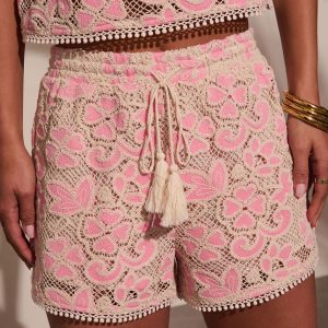 Marney Embroidered Open Knit Shorts