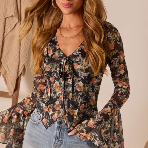 Summerling Floral Front Tie Top