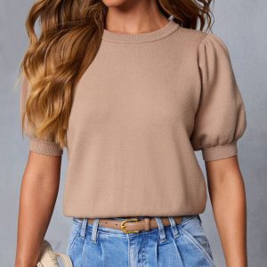 Livia Puff Sleeve Knit Sweater Top