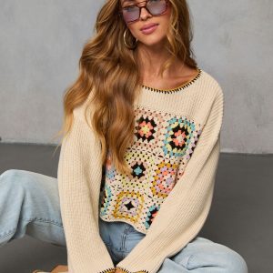 Melenia Abstract Crochet Sweater
