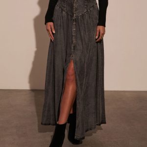 Normah Corset Waist Maxi Skirt