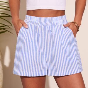 Corfu Striped Elastic Waist Shorts