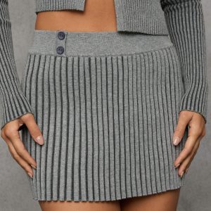 Come Closer Ribbed Mini Skirt