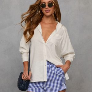 Duarte Linen Blend Button Down Top