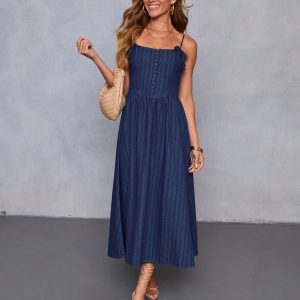 Good On You Denim Bustier Midi Dress