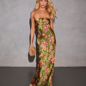Selina Abstract Strapless Maxi Dress