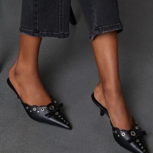 Eden Pointed Toe Kitten Heel Mule